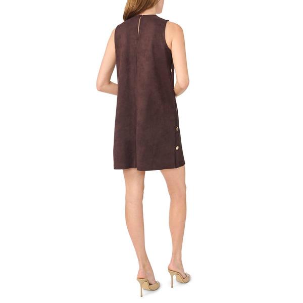 Womens MSK Sleeveless Side Button Trim Suede Shift Dress