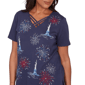 Petite Alfred Dunner Lady Liberty Fireworks Embroidery Blouse - image 4