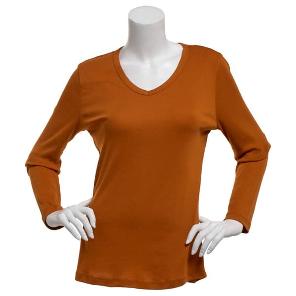 Womens Architect(R) Long Sleeve 1x1 Rib V-Neck Tee - image 