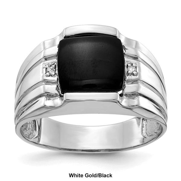 Mens Gentlemen’s Classics™ 14kt. Gold Onyx Diamond Textured Ring