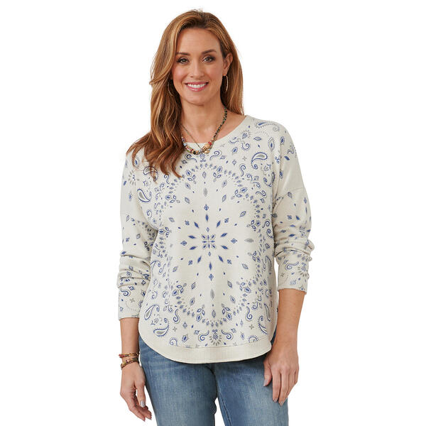 Petite Democracy Long Sleeve Boat Neck Placement Print Top - image 