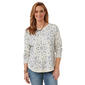 Petite Democracy Long Sleeve Boat Neck Placement Print Top - image 1