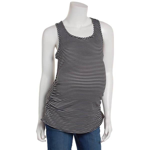 Womens Due Time Striped Racerback Maternity Tank Top