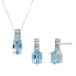 Marsala Sterling Silver Blue Topaz & Lab Grown Sapphire Set - image 1