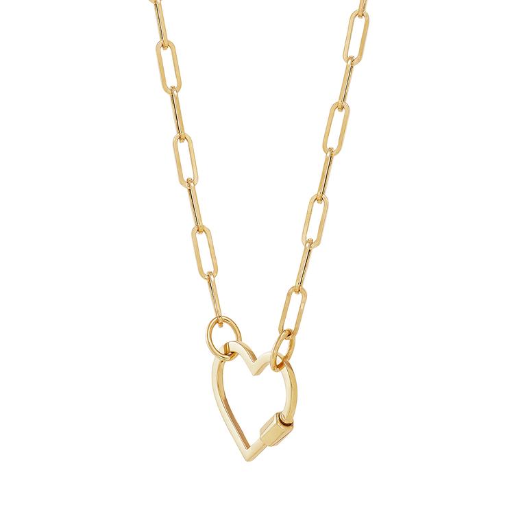 Gold Classics™ Yellow Gold Paperclip Chain Open Heart Necklace