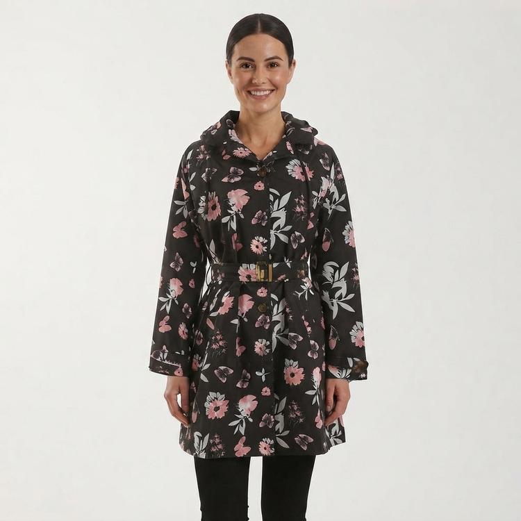 Womens Capelli New York Butterfly Floral Trench Coat