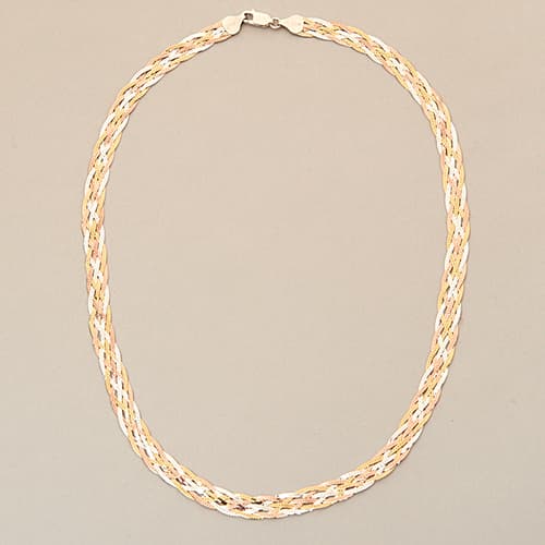 Ellen Tracy Tri-Color Braided Necklace - image 