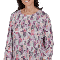 Womens Alfred Dunner Vail Stained Glass Geometric Blouse