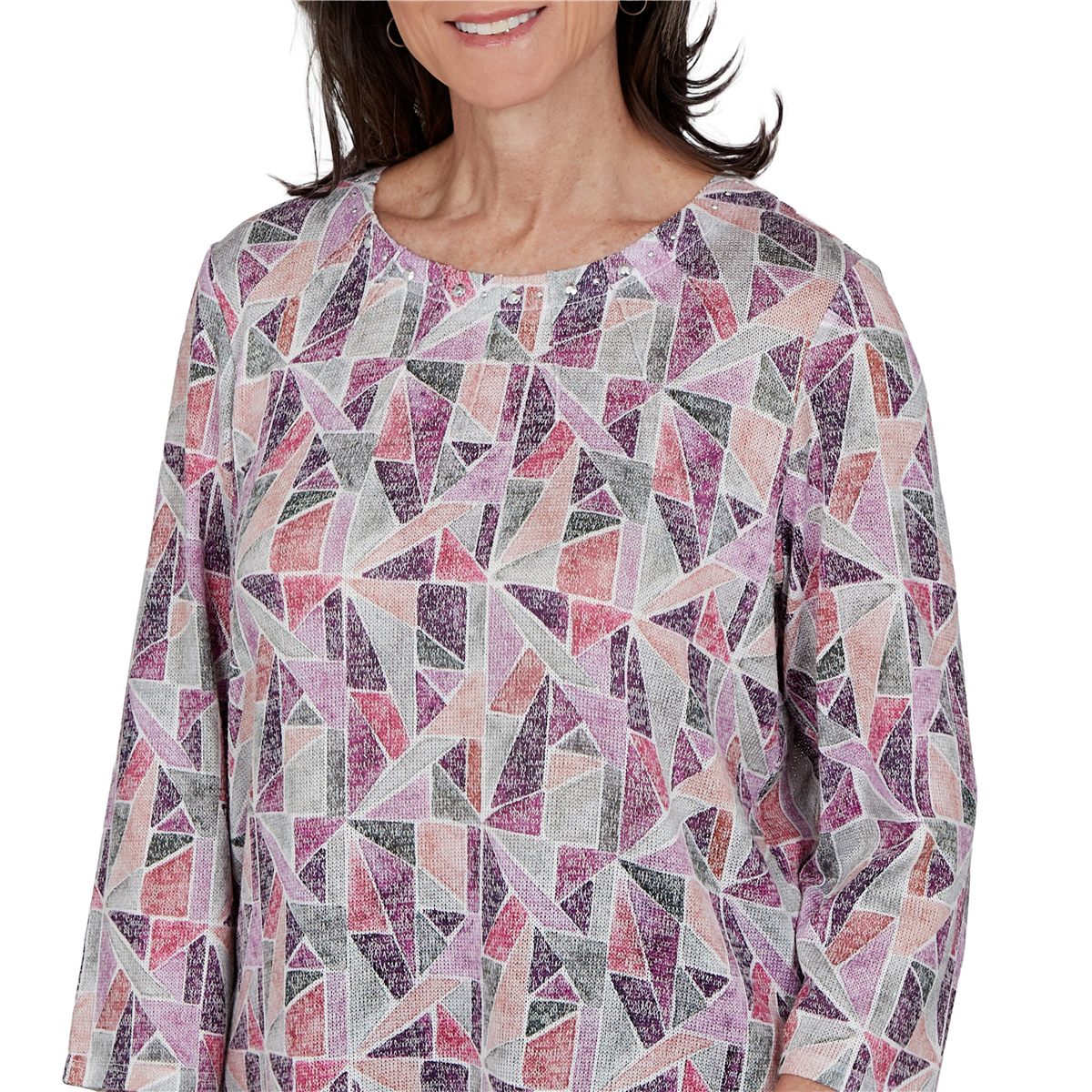 Womens Alfred Dunner Vail Stained Glass Geometric Blouse