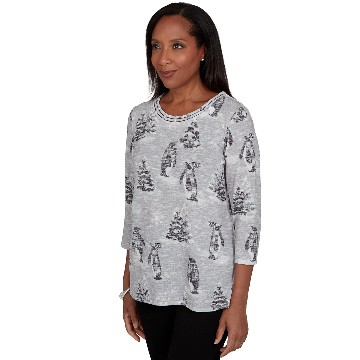 Petite Alfred Dunner Classics Penguins and Trees Blouse