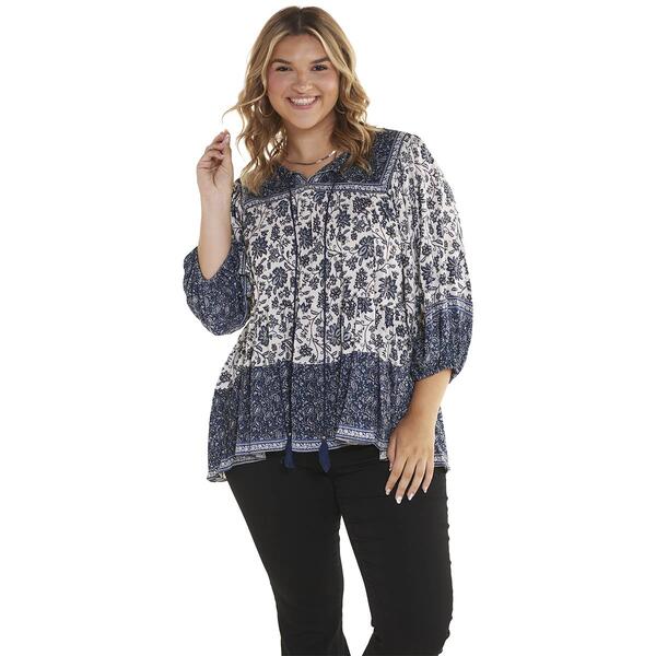 Juniors Plus Angie Flow Daze Tunic Blouse - image 