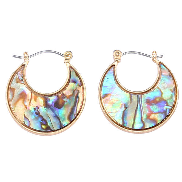 Chaps Gold-Tone & Abalone Chubby Hoop Earrings - image 