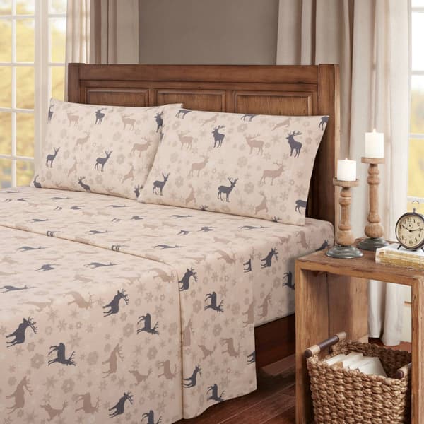 Kathy Ireland 100% Turkish Cotton Flannel Deer Sheet Set