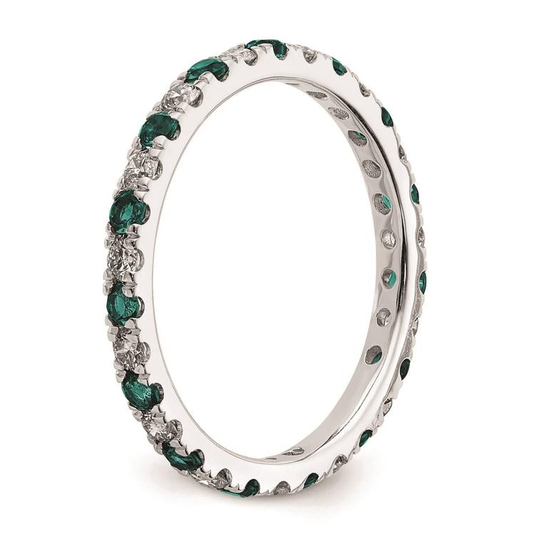 Pure Fire 14kt. White Gold Lab Created Alexandrite Eternity Band