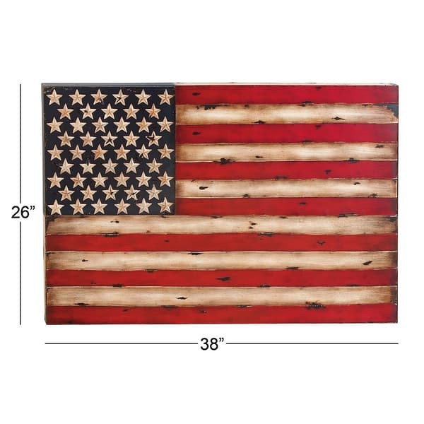 9th & Pike&#174; Wrought Iron American Flag Rustic Wall Art