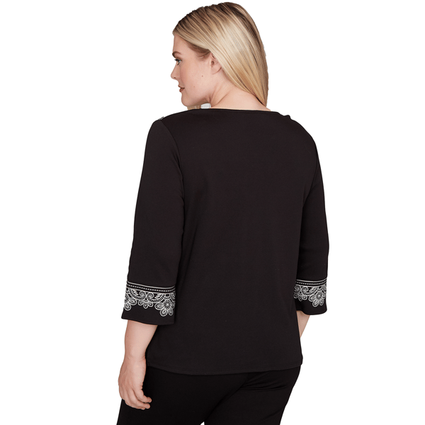 Petite Alfred Dunner Barcelona Paisley Split Neck Blouse
