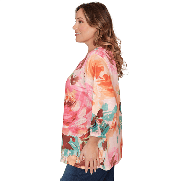 Plus Size Ruby Rd. Renaissance Romance Scallop Neck Floral Blouse
