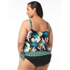 Coastal Palm Triple Tiered Tankini Top (Plus Size) – MAXINE OF