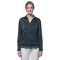 Juniors Love Tree Satin Oversized Lace Hem Button-Up - image 1