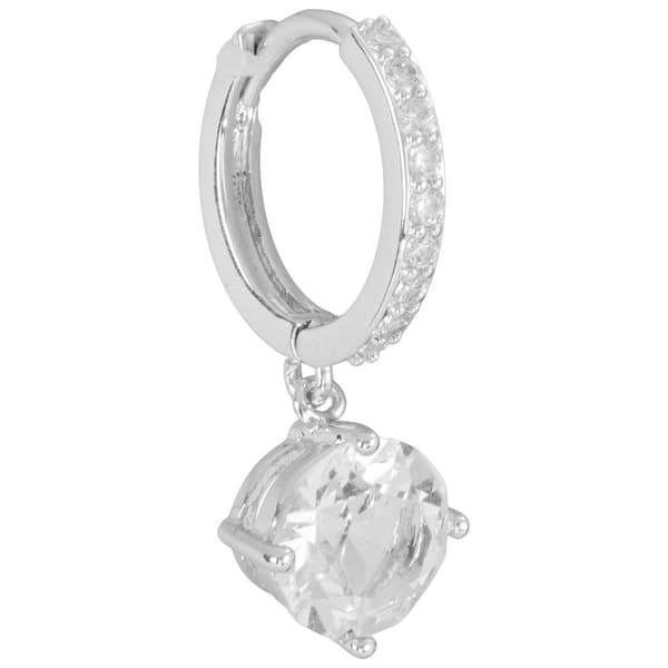 Athra 15mm Silver Plated Hoop Earrings with Crystal Drop