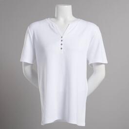Petite Hasting & Smith Short Sleeve Henley Solid Top