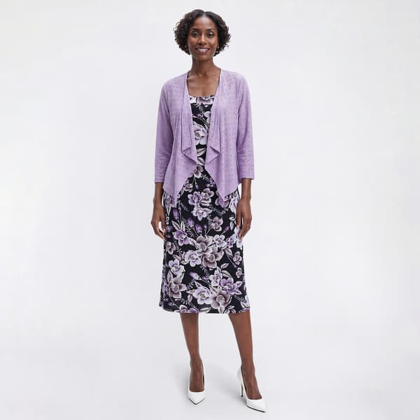 Womens Connected Apparel 3/4 Sleeve Eyelet Jacket Dress