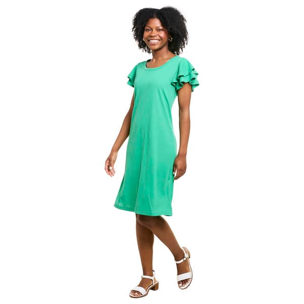 Women Absolutely Famous Double Ruffle Sleeve Shift Dress