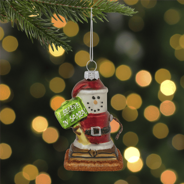 Northlight "I Believe In Santa" Smore Glass Christmas Ornament