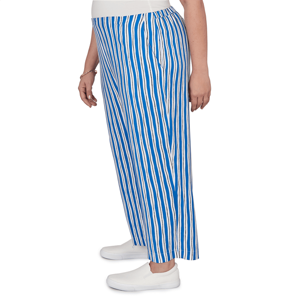 Plus Size Emaline Sapphire Serenade I Stripe Wide Leg Crop Pants