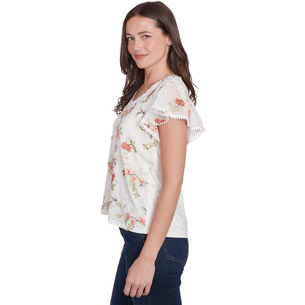 Womens Skye''s The Limit Spring Romance Flutter Sleeve Blouse