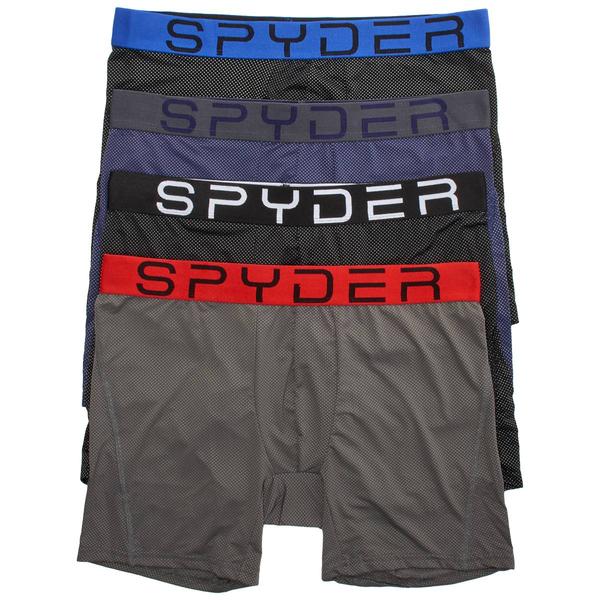 Mens Spyder 4pk. Mesh Boxer Briefs - Blue / Black / Grey