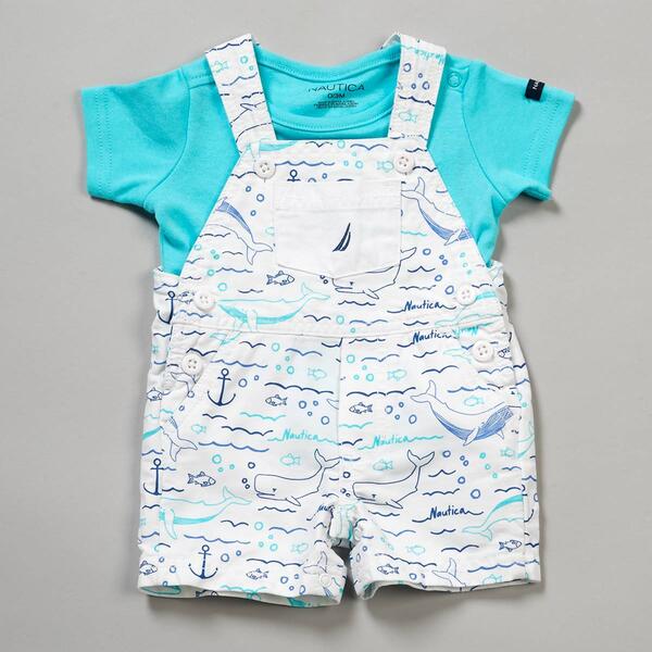 Baby Boy &#40;NB-9M&#41; Nautica Whale Print Shortalls Set - image 