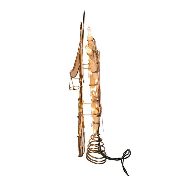 Kurt Adler 10-Light Capiz Angel Treetop w/ Scroll Design & Pearls