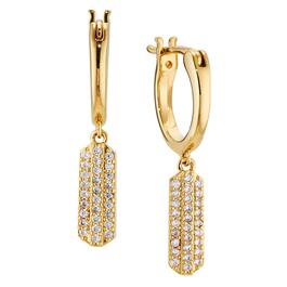 Ava Nadri 18kt. Gold Plated Brass Hoop With Pave Drop Earrings