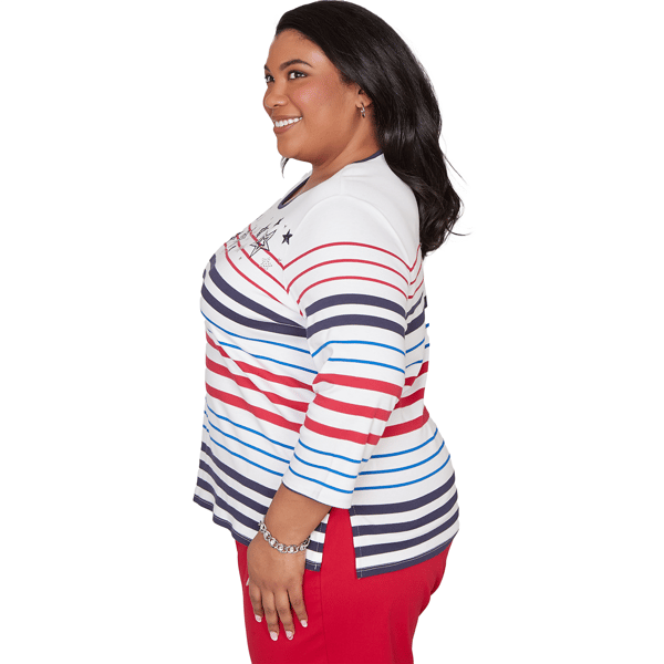 Plus Size Alfred Dunner Lady Liberty Americana Stripes Tee