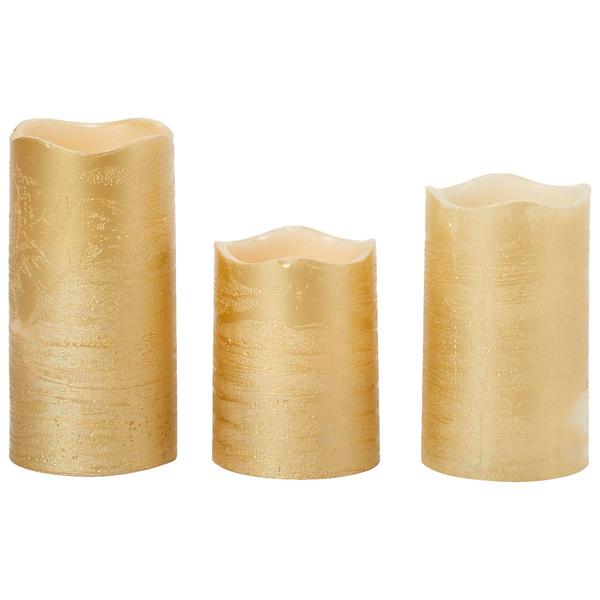 Mark Feldstein Gold Wax LED Pillar Candle Set - image 