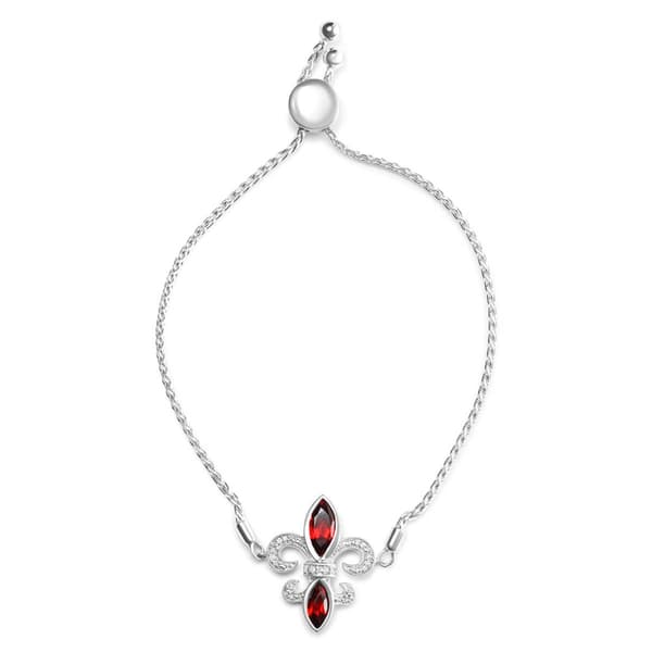 Haus of Brilliance Red Garnet & Diamond Accent Bolo Bracelet