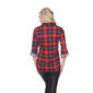 Womens White Mark Oakley Stretch Plaid Casual Button Down Top - image 3