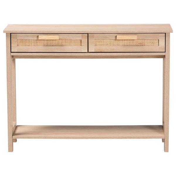 Baxton Studio Sebille Light Brown Wood 2-Drawer Console Table