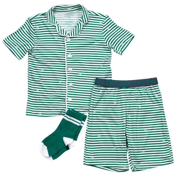 Toddler Boy Aeropostale Aero Striped Pajama Set with Socks - image 