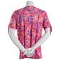 Plus Size Emily Daniels Short Tie Sleeve Coral Tropical Blouse - image 2