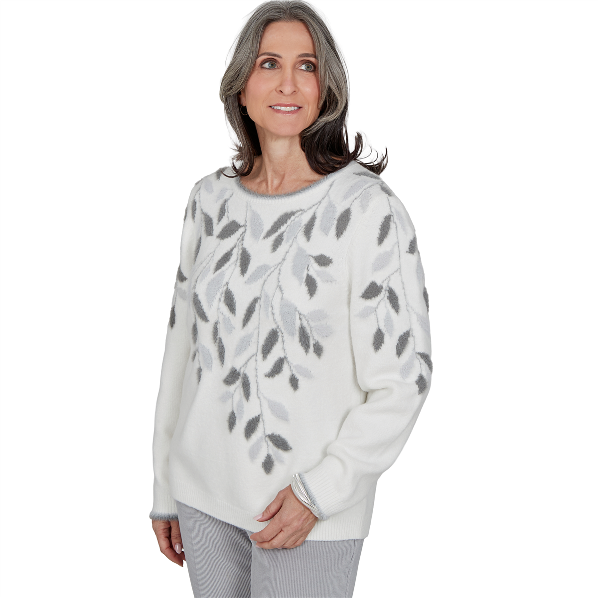 Petite Alfred Dunner Vail Falling Winter Leaves Sweater
