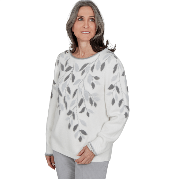 Petite Alfred Dunner Vail Falling Winter Leaves Sweater