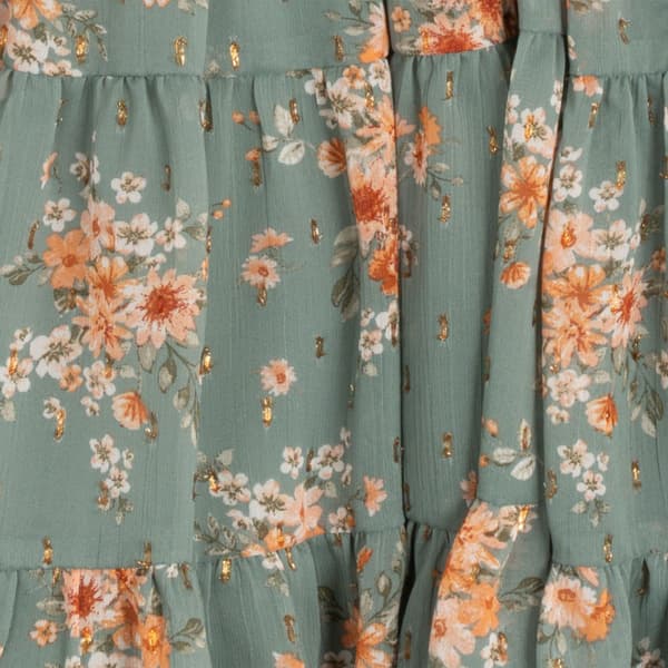 Girls &#40;7-16&#41; Rare Editions Floral Lurex Tiered Dress & Vest