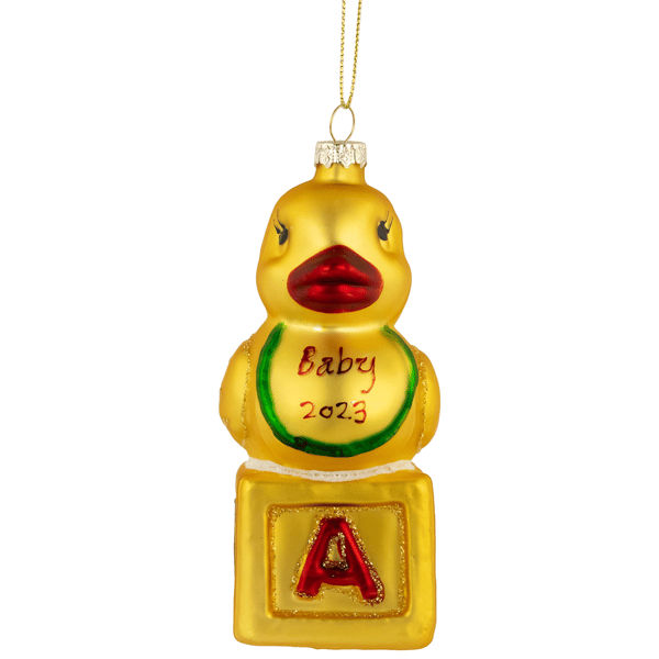 Northlight Ducky New Baby 2023 Glass Christmas Ornament - image 