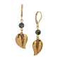 1928 Jewelry Gold Tone Leaf Color Bead Drop Earrings - image 1