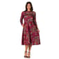 Womens 24/7 Comfort Apparel Wine Paisley Midi Pocket Dress - image 1