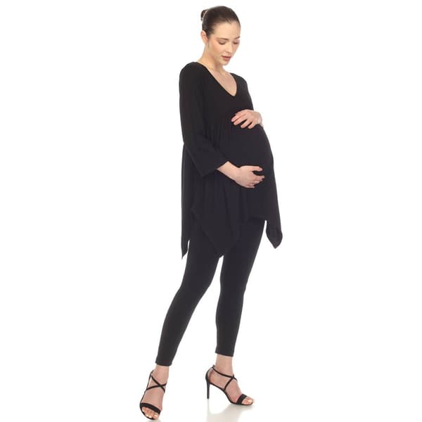 Plus Size White Mark Maternity Empire Waist V-Neck Tunic Top - image 