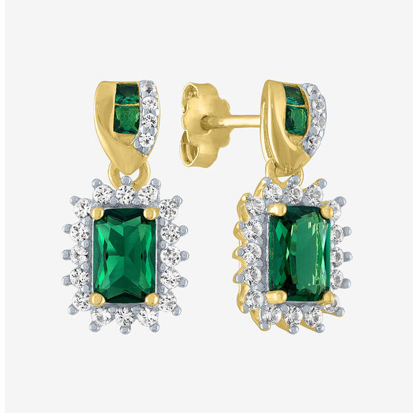 Gemstone Classics&#40;tm&#41; Lab Created Emerald & Sapphire Earrings - image 