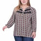 Plus Size NY Collection Long Sleeve Crochet inset Blouse - image 1